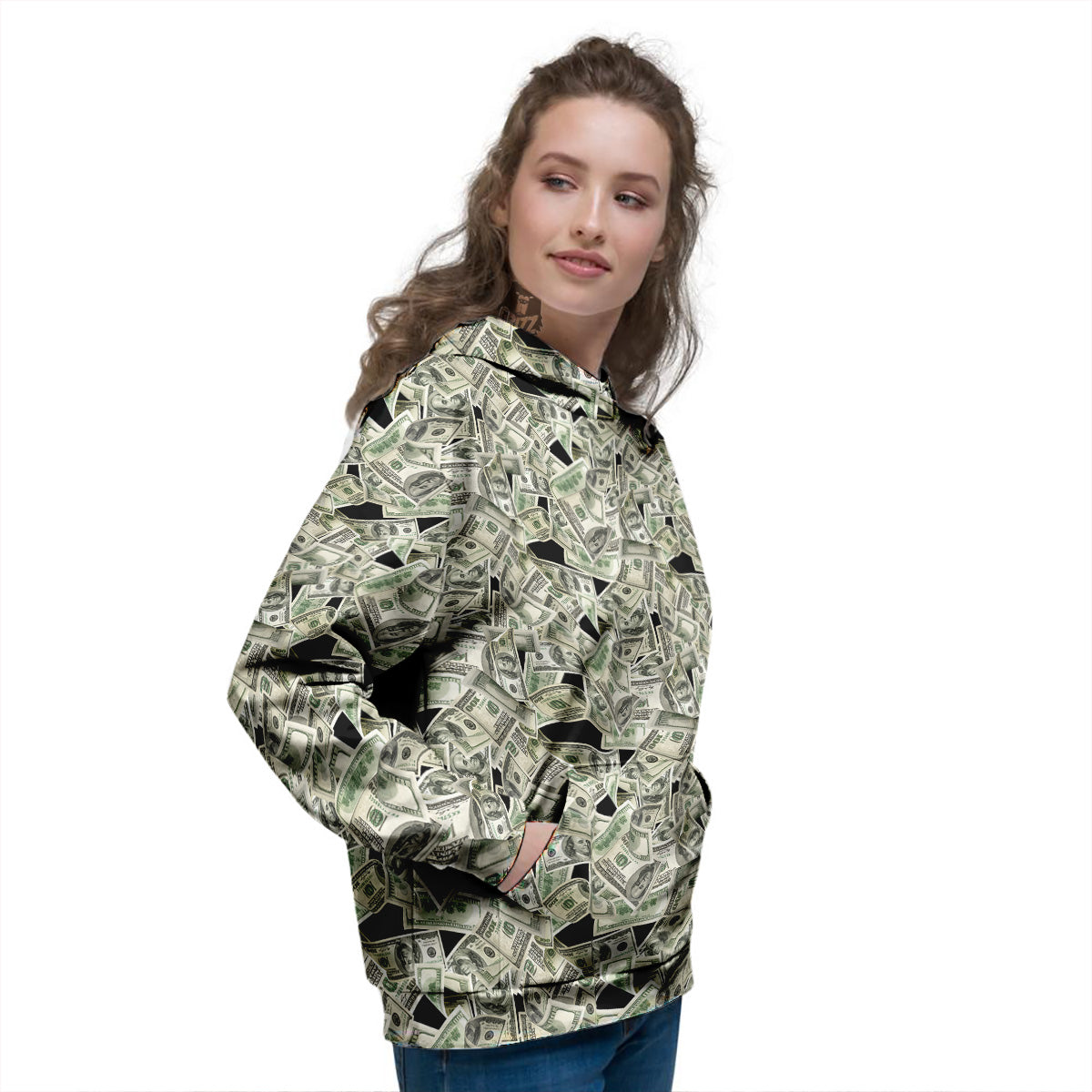 American Money US Dollars Print Pattern Women's Hoodie-grizzshop