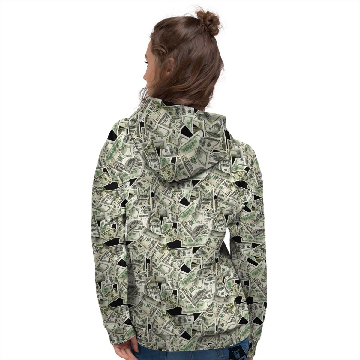 American Money US Dollars Print Pattern Women's Hoodie-grizzshop