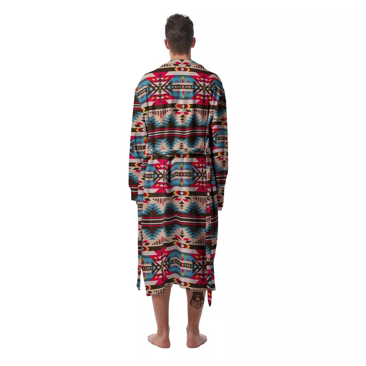 American Native Tribal Print Pattern Men's Robe-grizzshop