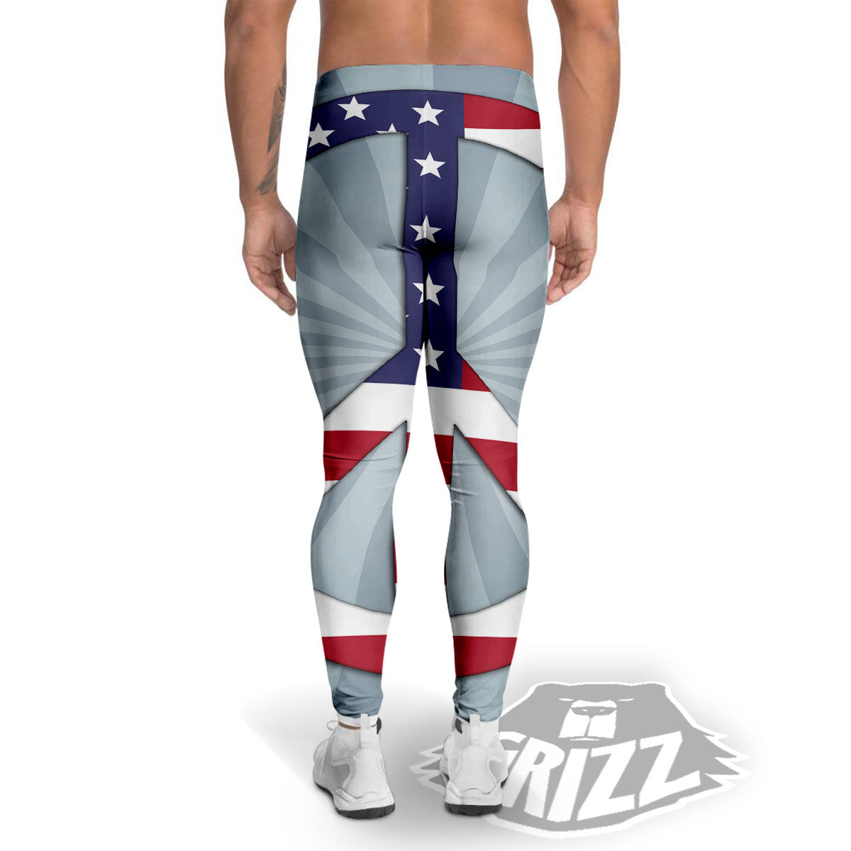 American Peace Flag Print Men's Leggings-grizzshop
