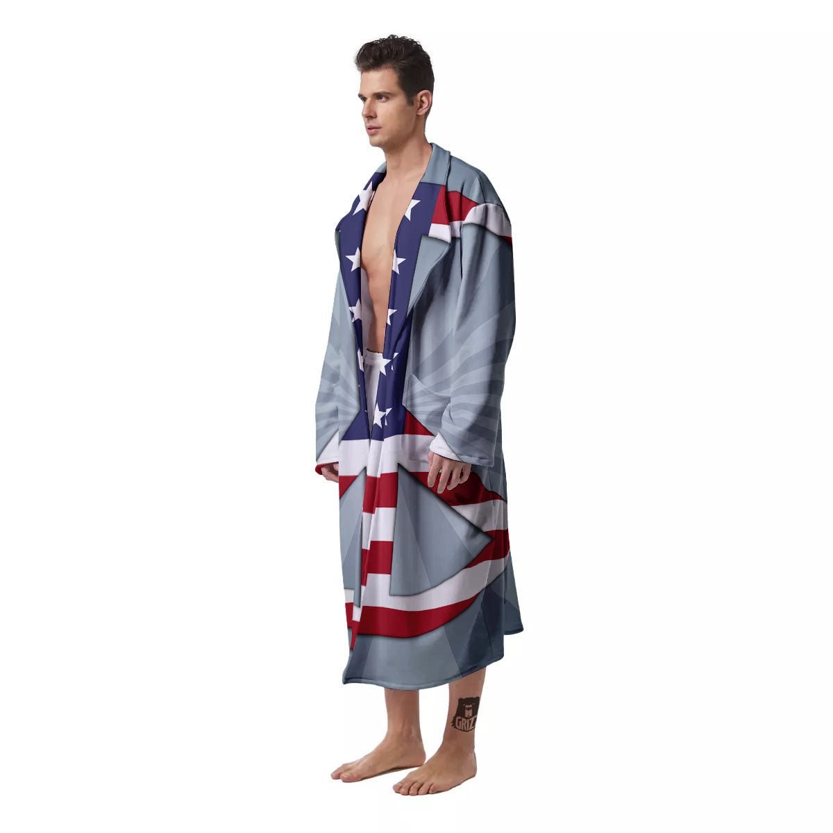 American Peace Flag Print Men's Robe-grizzshop