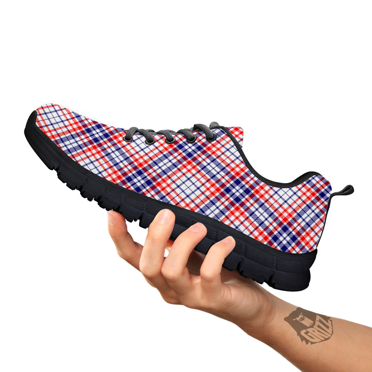 American Plaid 4th of July Print Black Sneaker-grizzshop