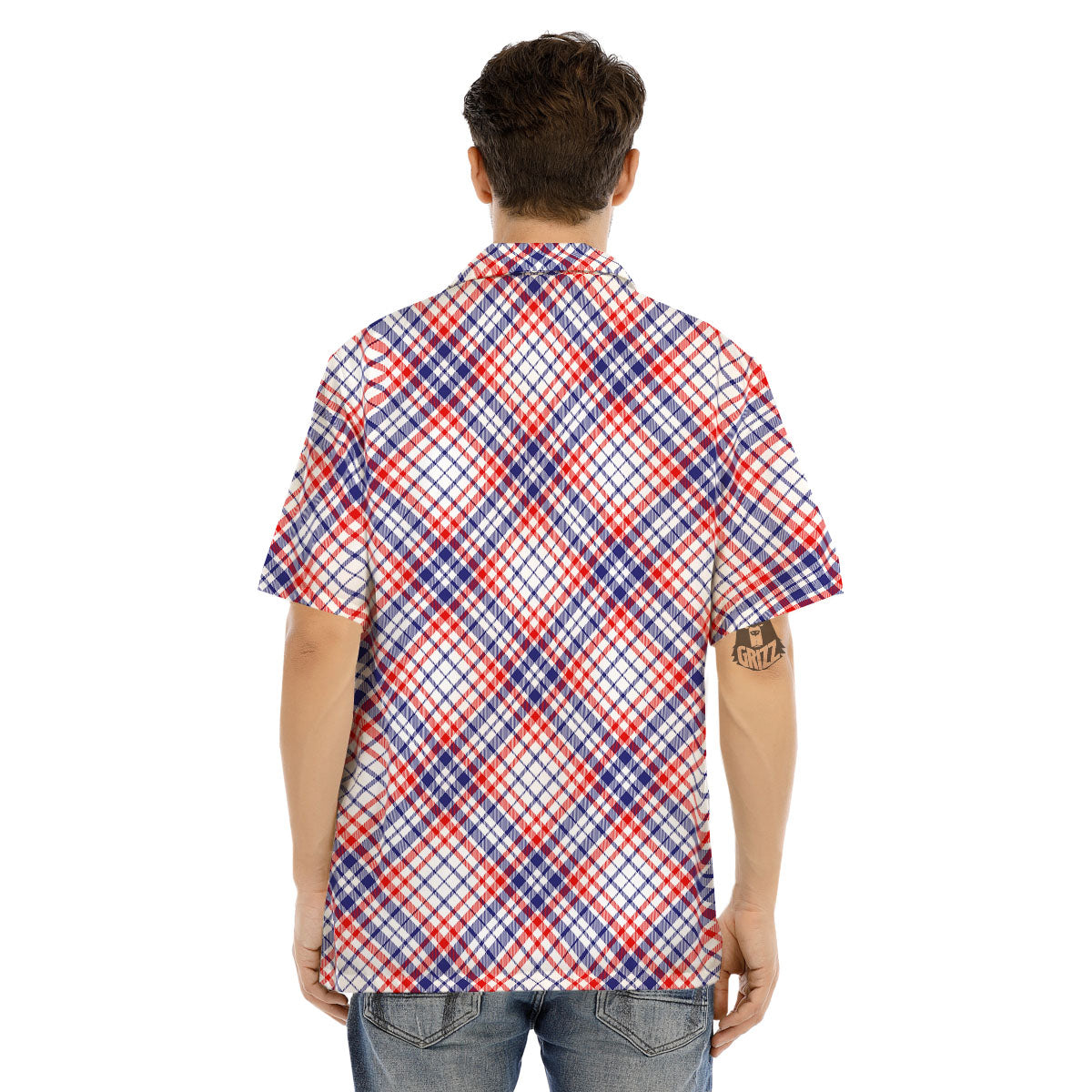 American Plaid 4th of July Print Men's Hawaiian Shirt-grizzshop