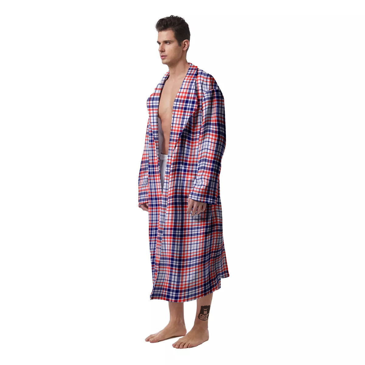 American Plaid Fourth of July Print Men's Robe-grizzshop