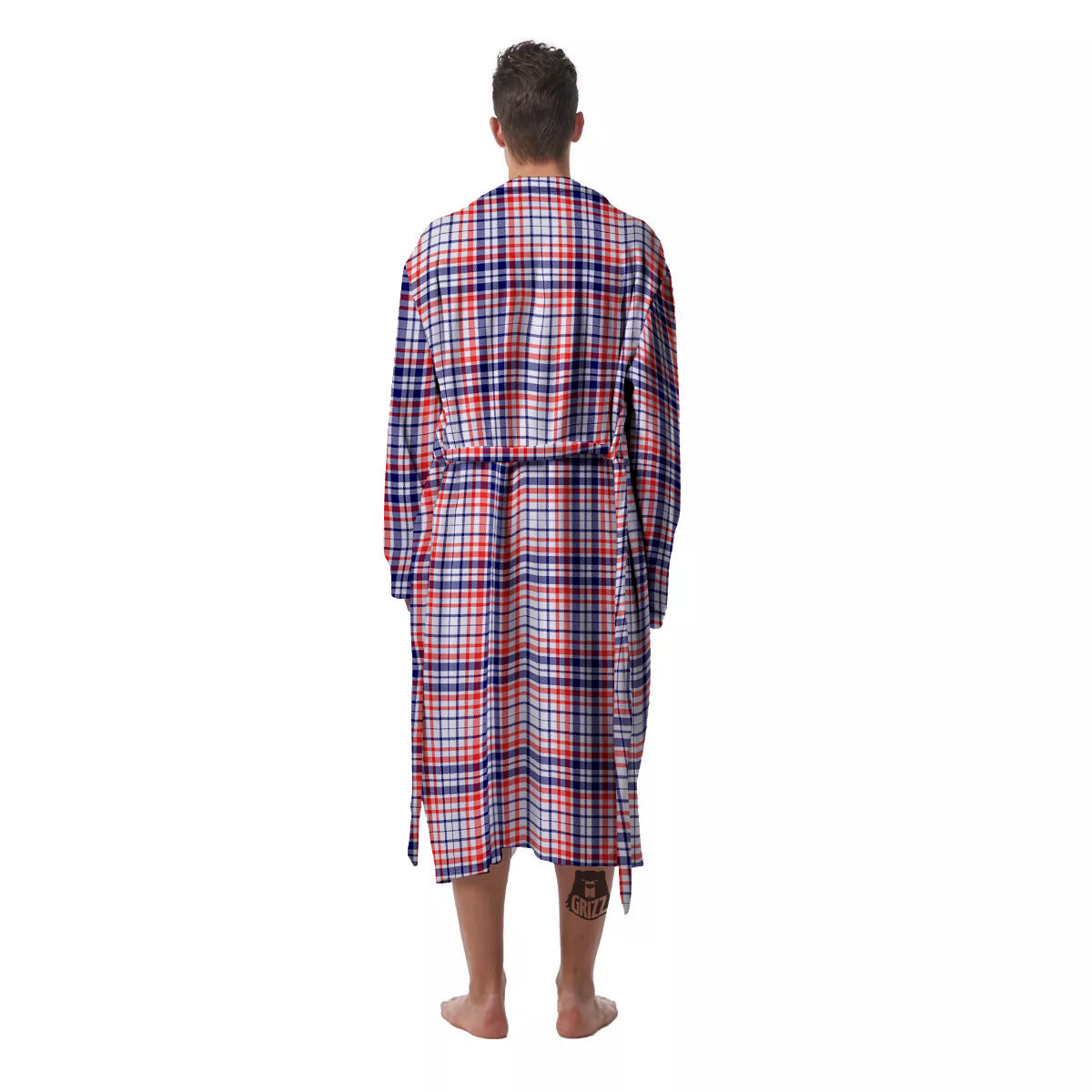 American Plaid Fourth of July Print Men's Robe-grizzshop