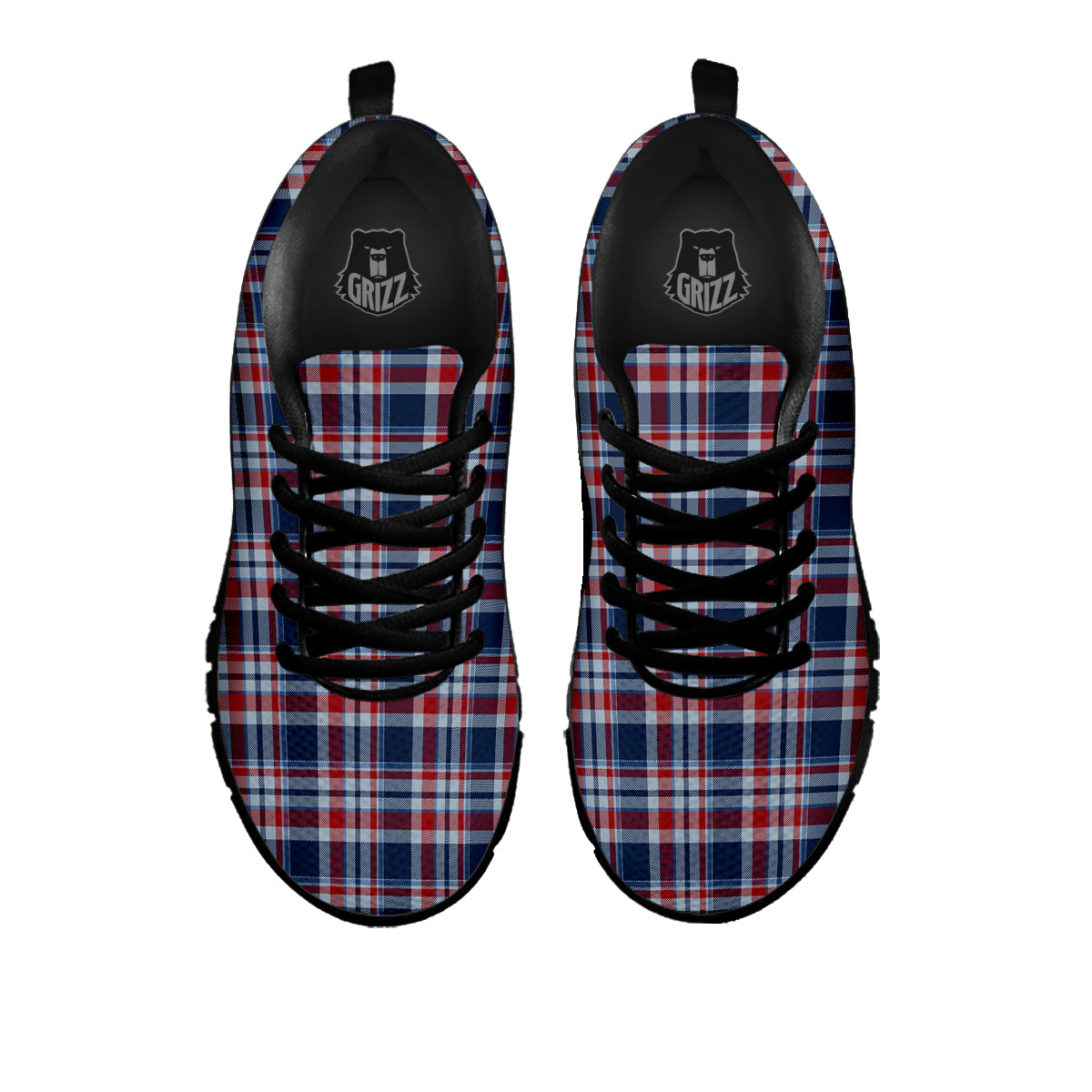 American Plaid Print Pattern Black Sneaker-grizzshop