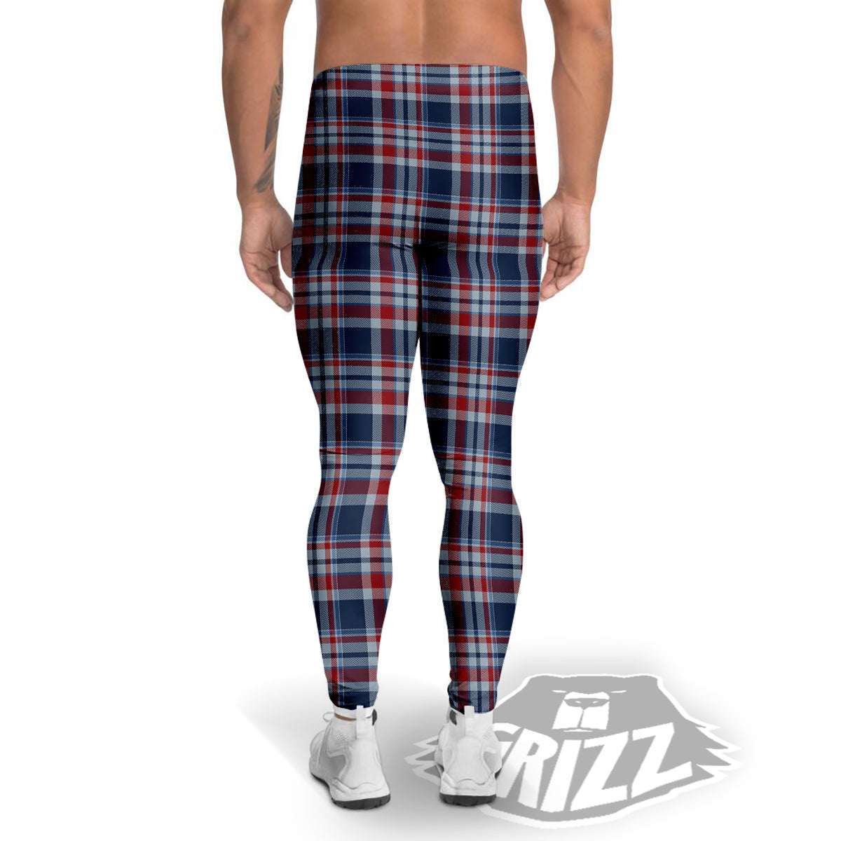 American Plaid Print Pattern Men's Leggings-grizzshop
