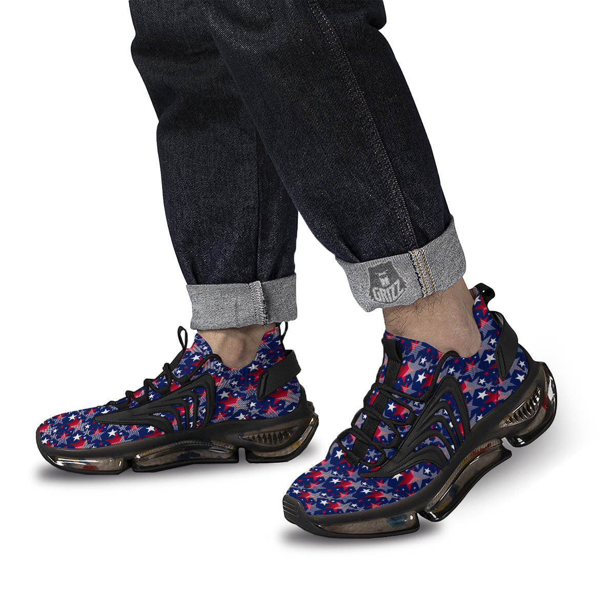 American Star 4th of July Print Pattern Black Gym Shoes-grizzshop