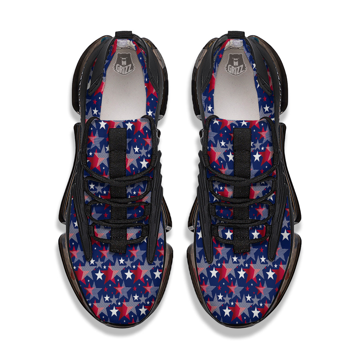 American Star 4th of July Print Pattern Black Gym Shoes-grizzshop