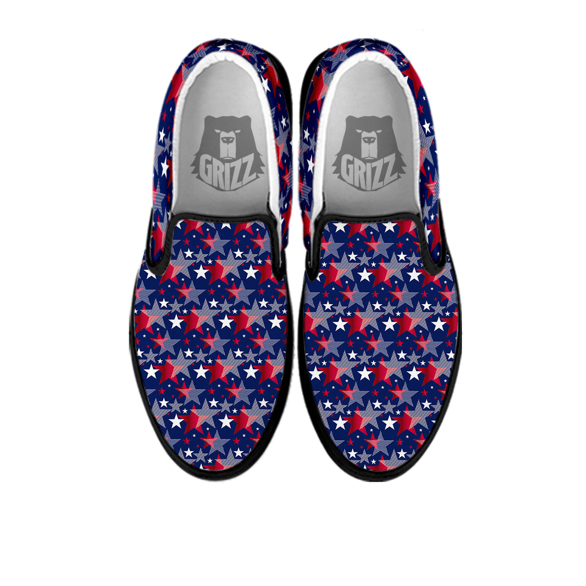 American Star 4th of July Print Pattern Black Slip On Shoes-grizzshop