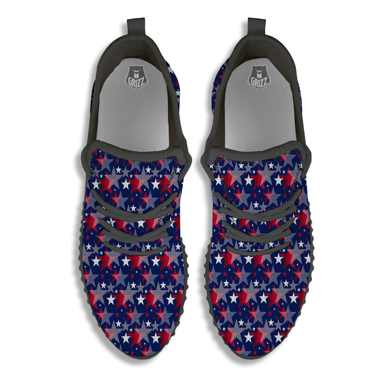 American Star 4th of July Print Pattern Black Walking Shoes-grizzshop