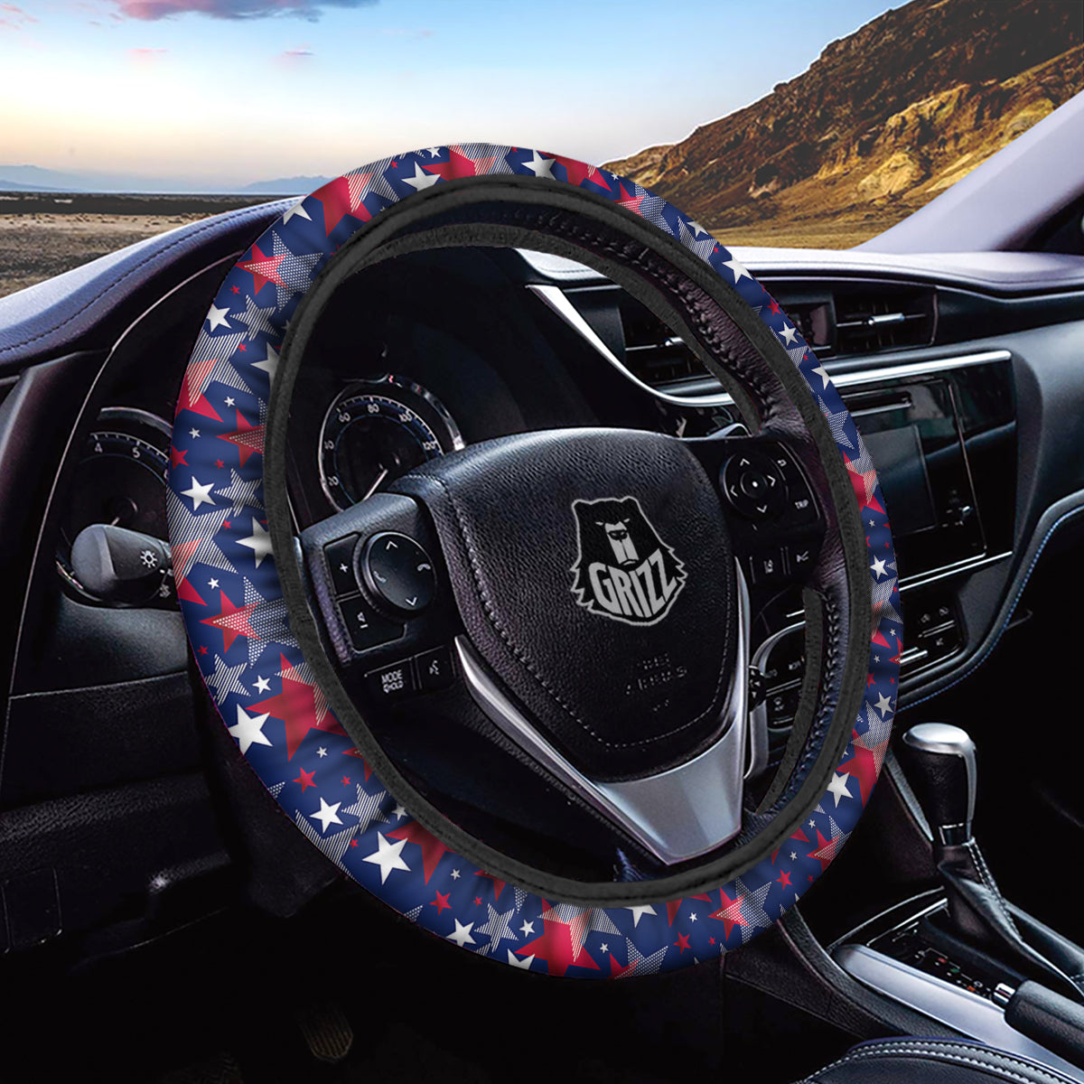 American Star 4th of July Print Pattern Car Steering Wheel Cover-grizzshop