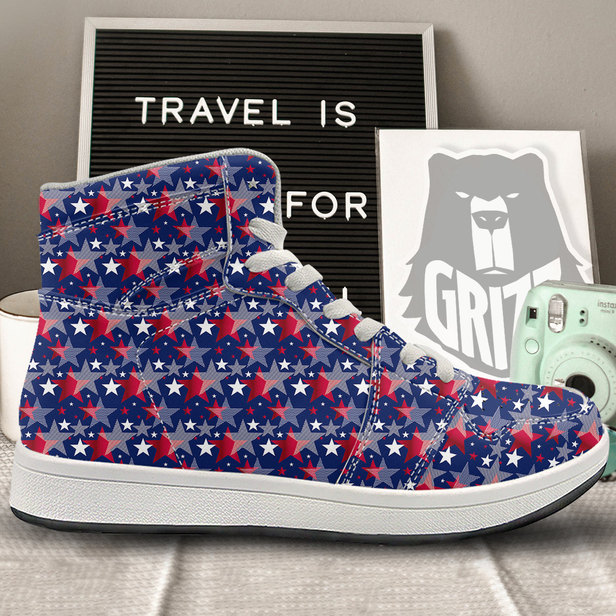 American Star 4th of July Print Pattern High Top Sneakers-grizzshop