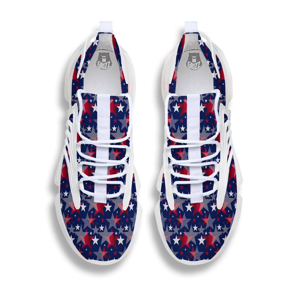 American Star 4th of July Print Pattern White Gym Shoes-grizzshop
