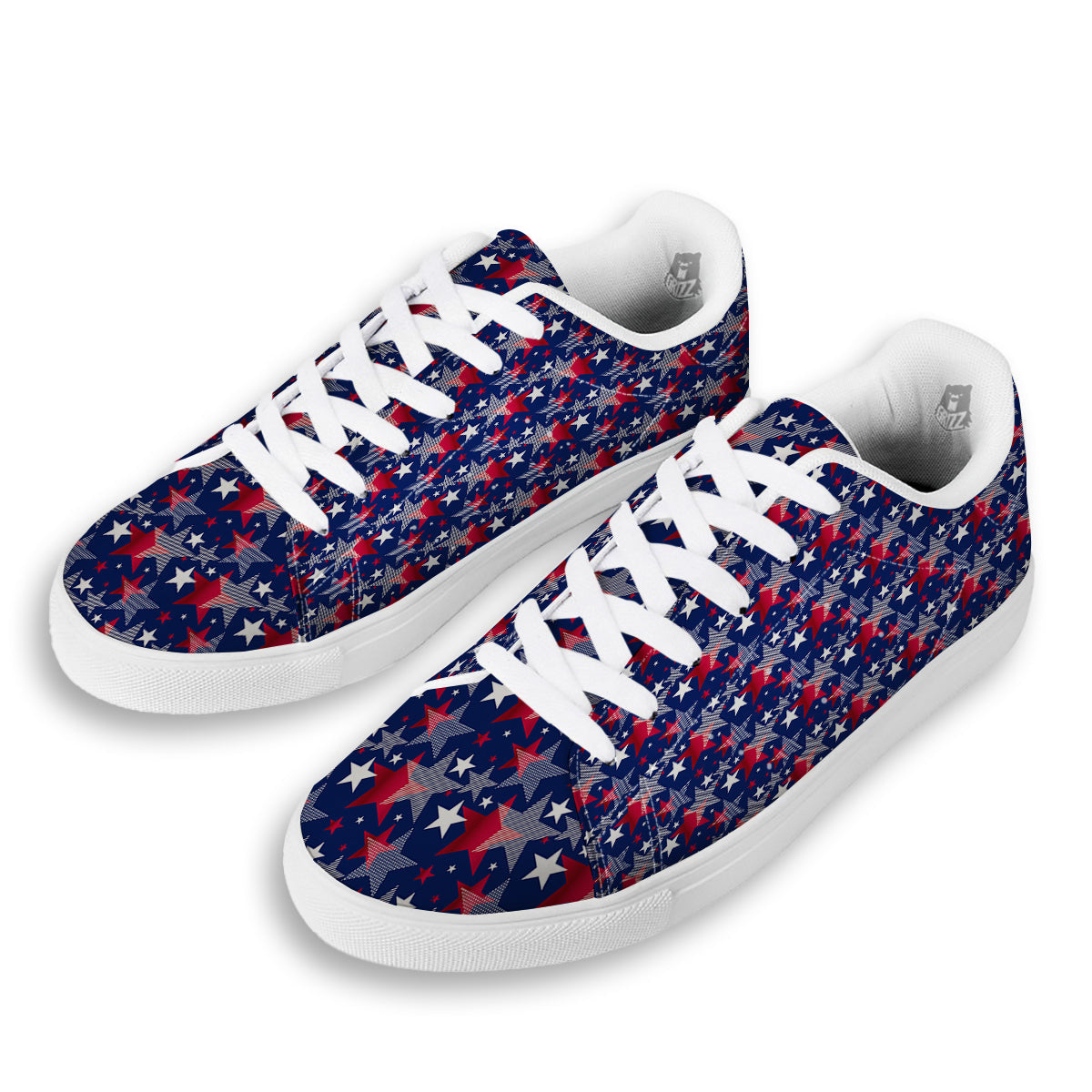 American Star 4th of July Print Pattern White Low Top Sneakers-grizzshop