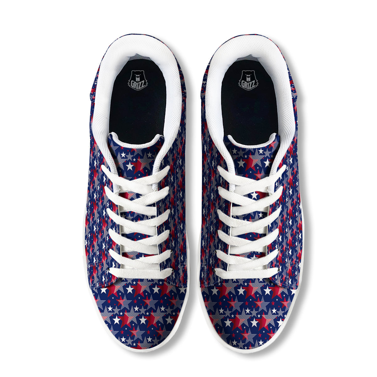American Star 4th of July Print Pattern White Low Top Sneakers-grizzshop