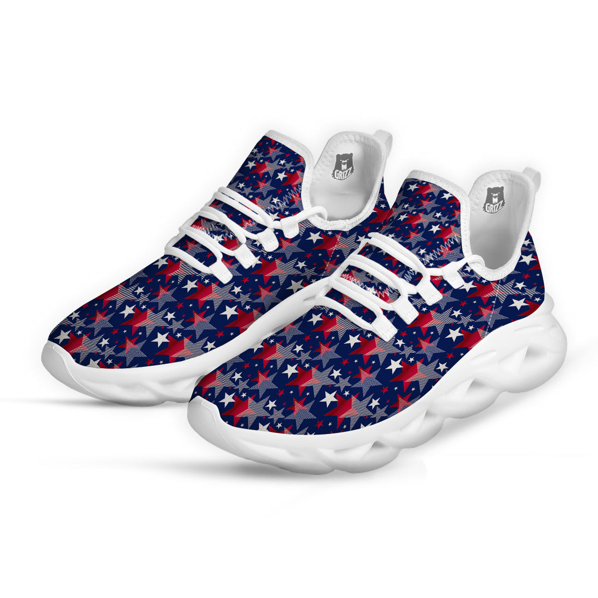 American Star 4th of July Print Pattern White Running Shoes-grizzshop