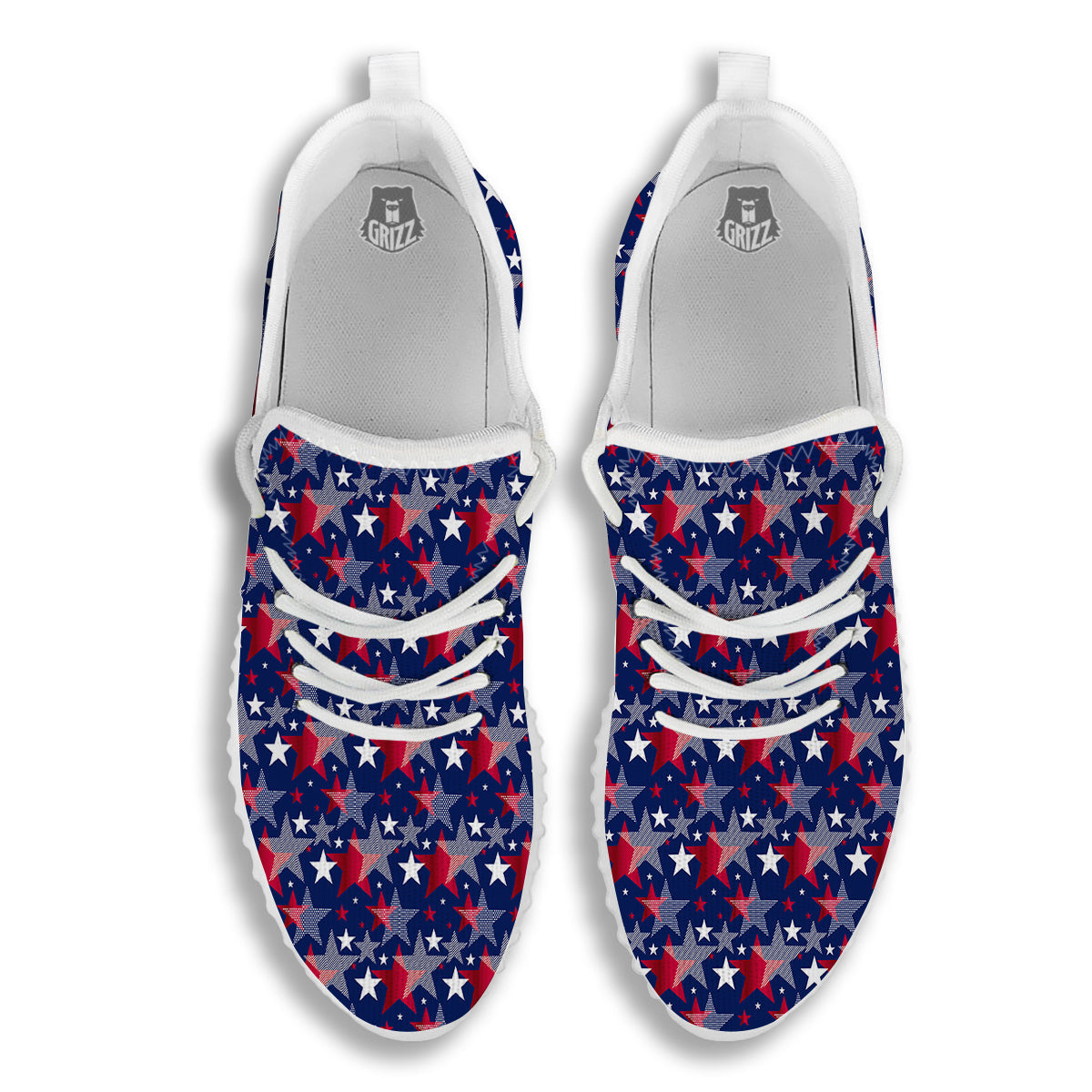 American Star 4th of July Print Pattern White Walking Shoes-grizzshop