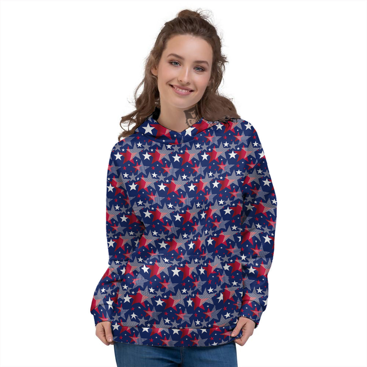 American Star 4th of July Print Pattern Women's Hoodie-grizzshop