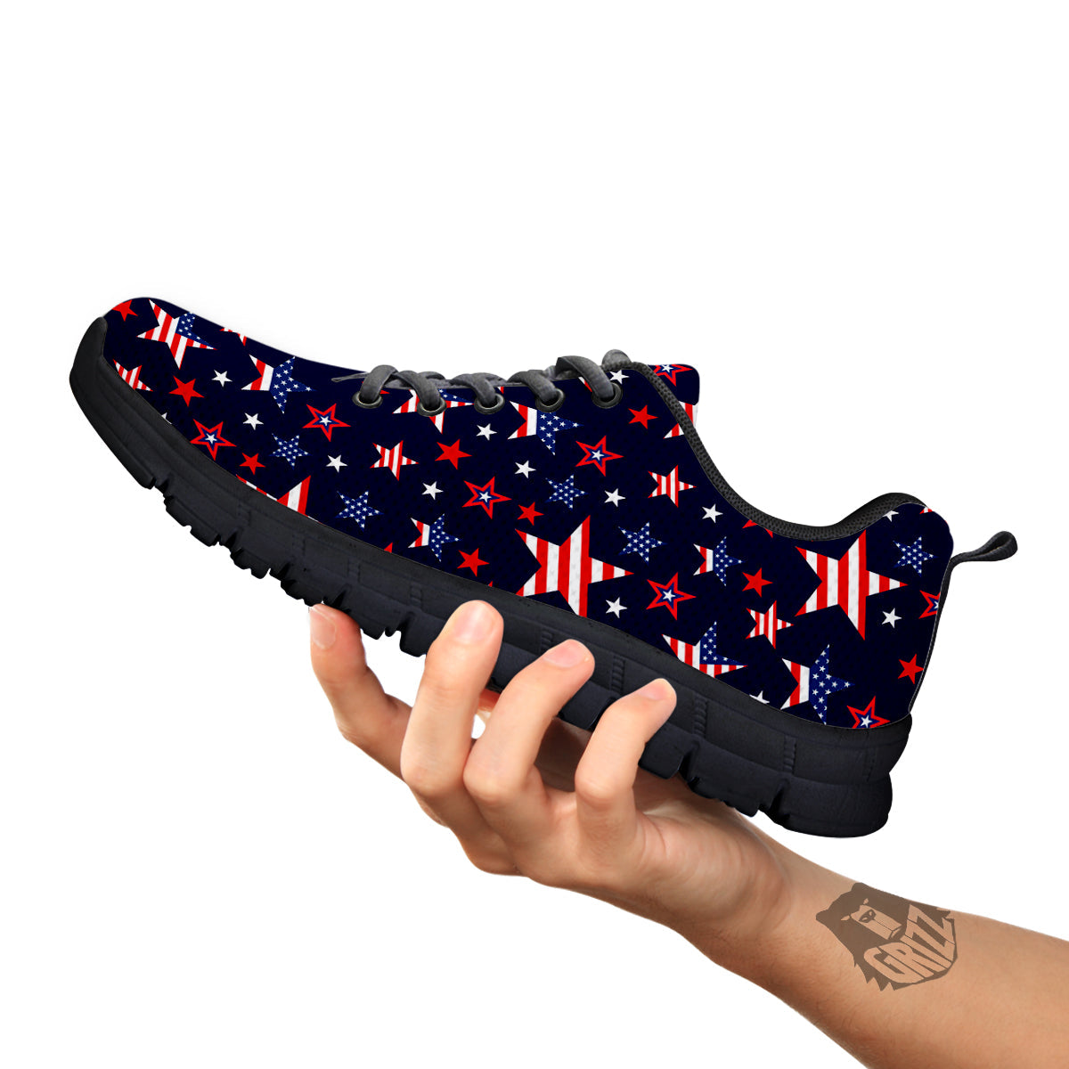 American Star Print Pattern Black Sneaker-grizzshop