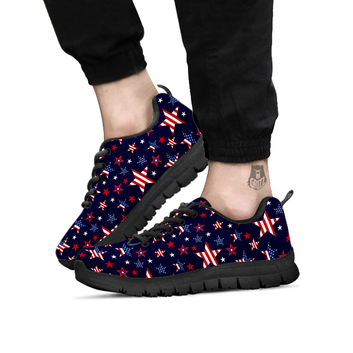 American Star Print Pattern Black Sneaker-grizzshop