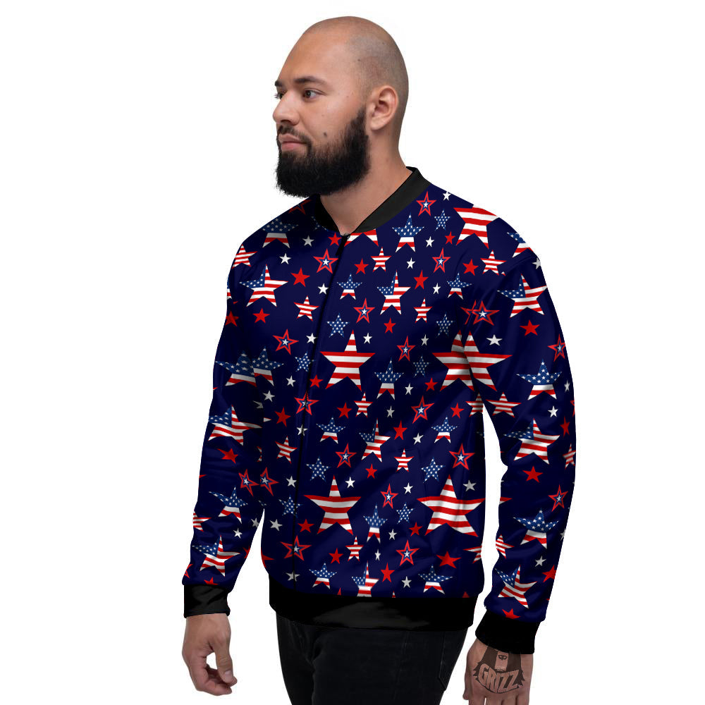 American Star Print Pattern Men's Bomber Jacket-grizzshop