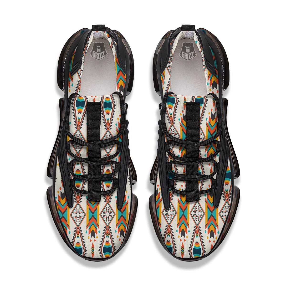 American Tribal Native Print Pattern Black Gym Shoes-grizzshop