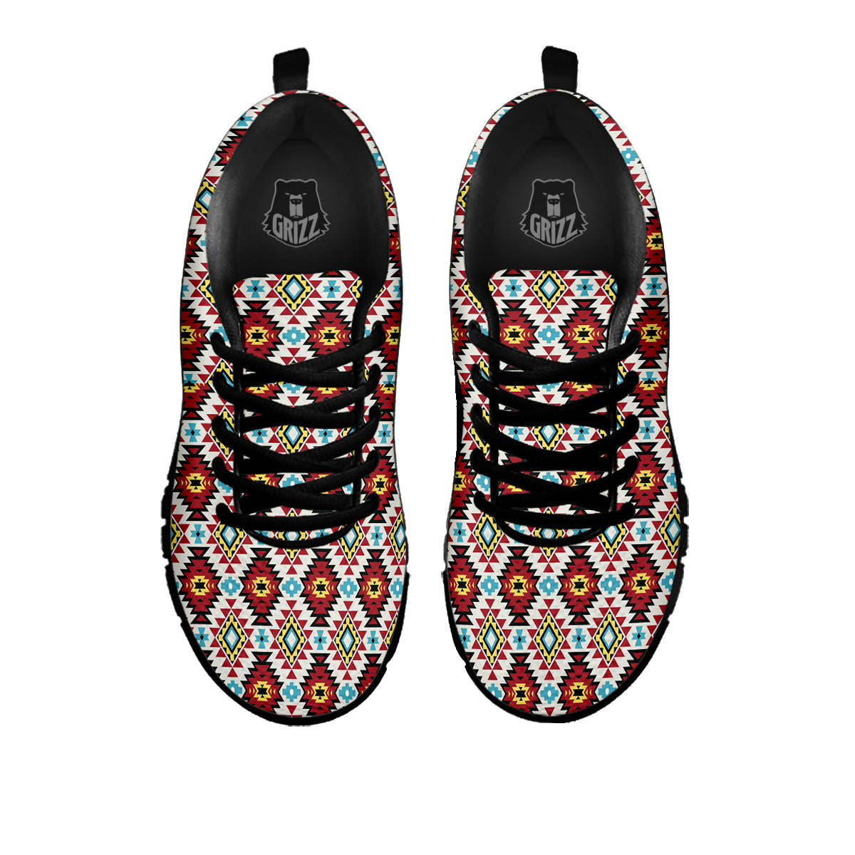 American Turquoise Native Print Pattern Black Sneaker-grizzshop