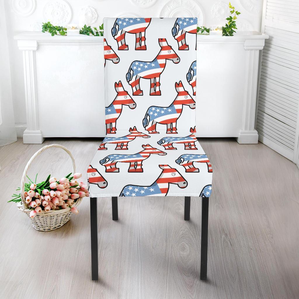 American Flag Donkey Pattern Print Chair Cover-grizzshop