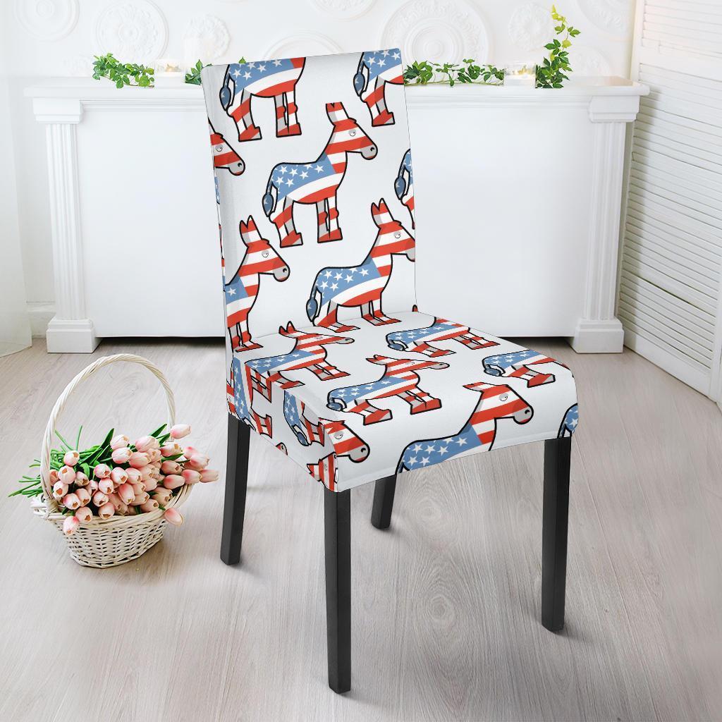 American Flag Donkey Pattern Print Chair Cover-grizzshop