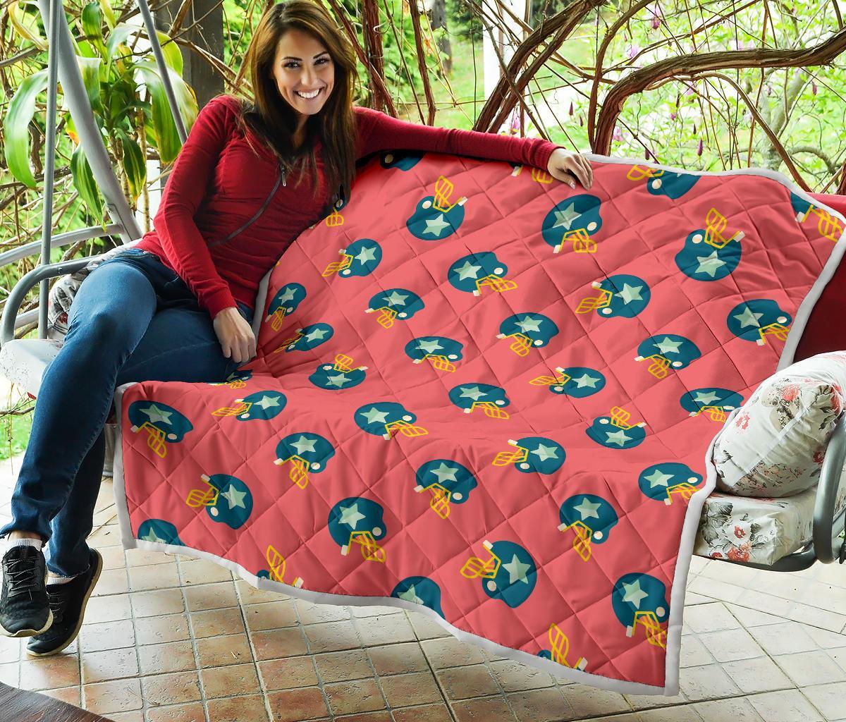 American Football Pattern Print Quilt-grizzshop