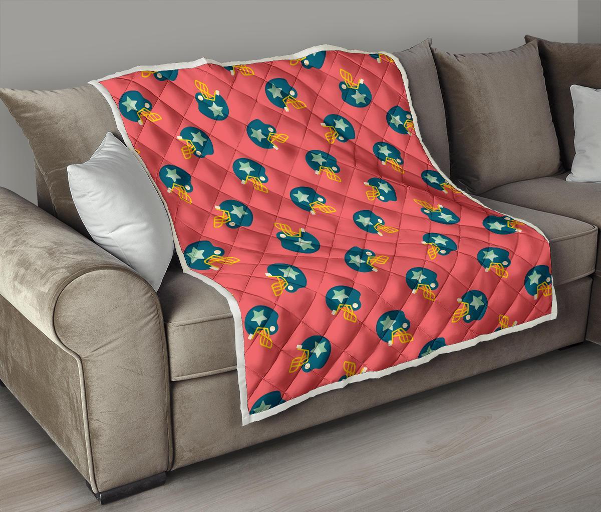 American Football Pattern Print Quilt-grizzshop