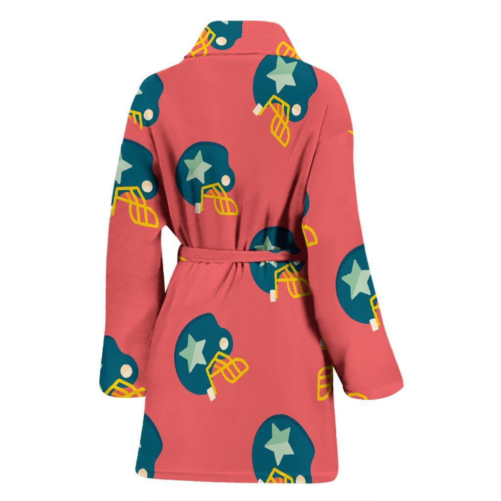 American Football Pattern Print Women Long Robe-grizzshop