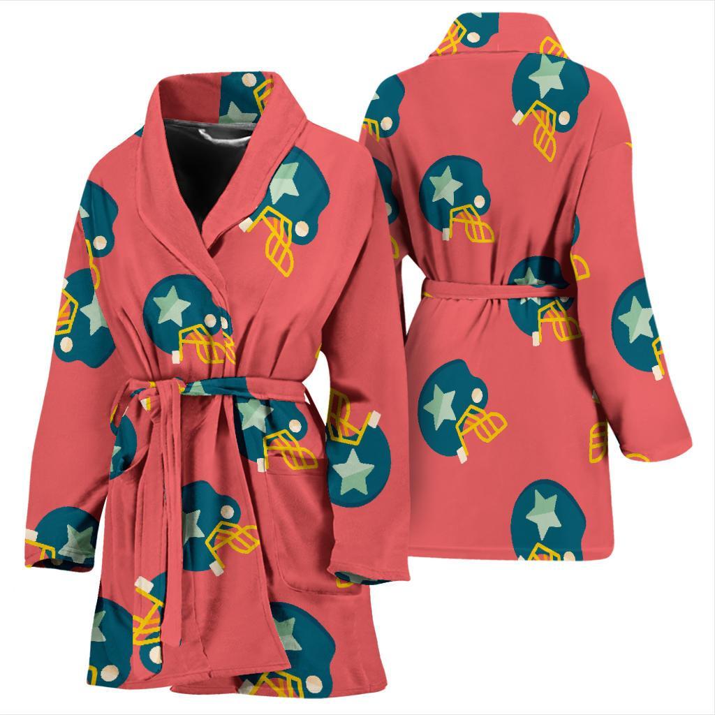 American Football Pattern Print Women Long Robe-grizzshop