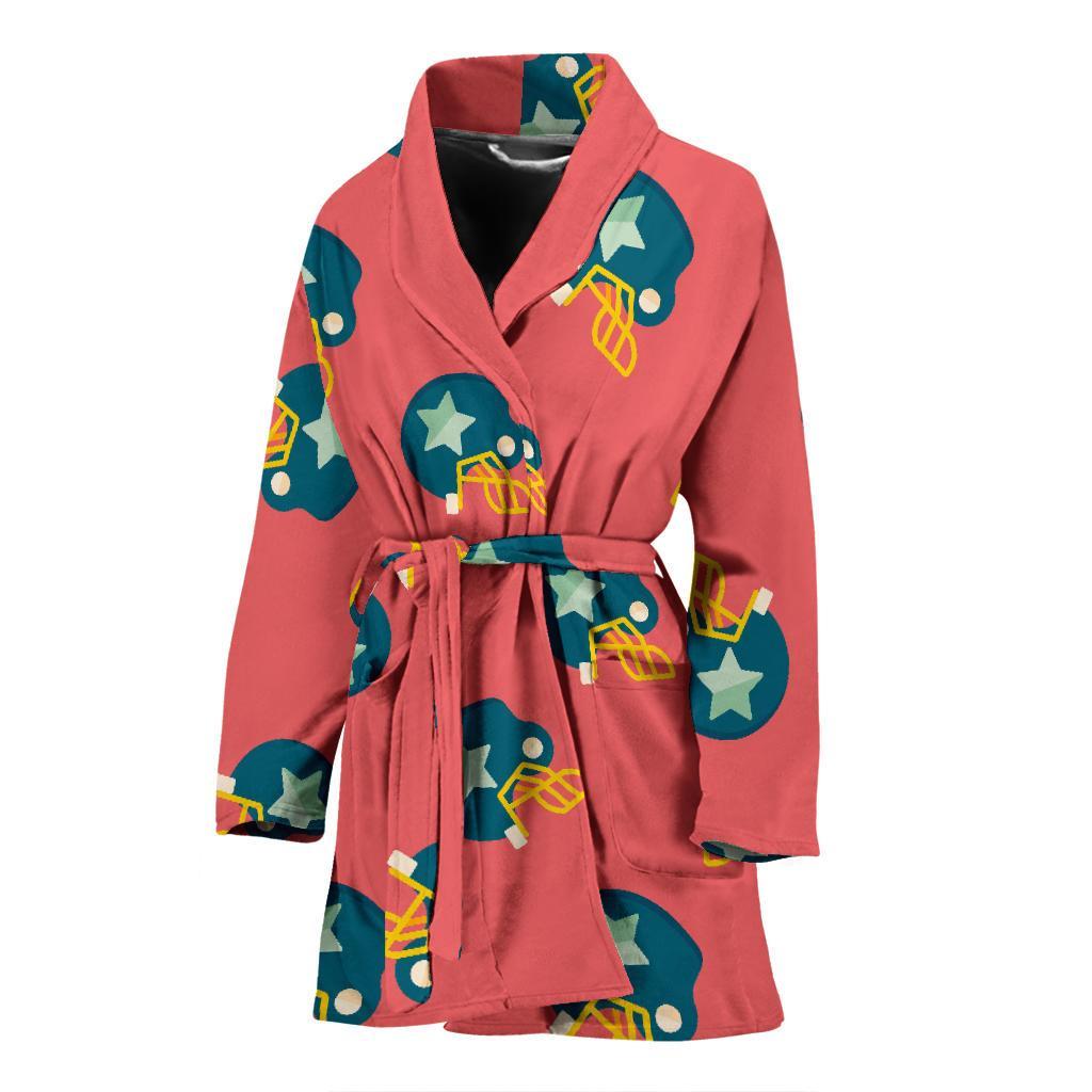 American Football Pattern Print Women Long Robe-grizzshop