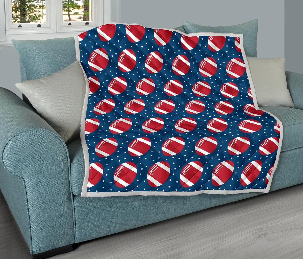 American Football Rugby Ball Print Pattern Quilt-grizzshop