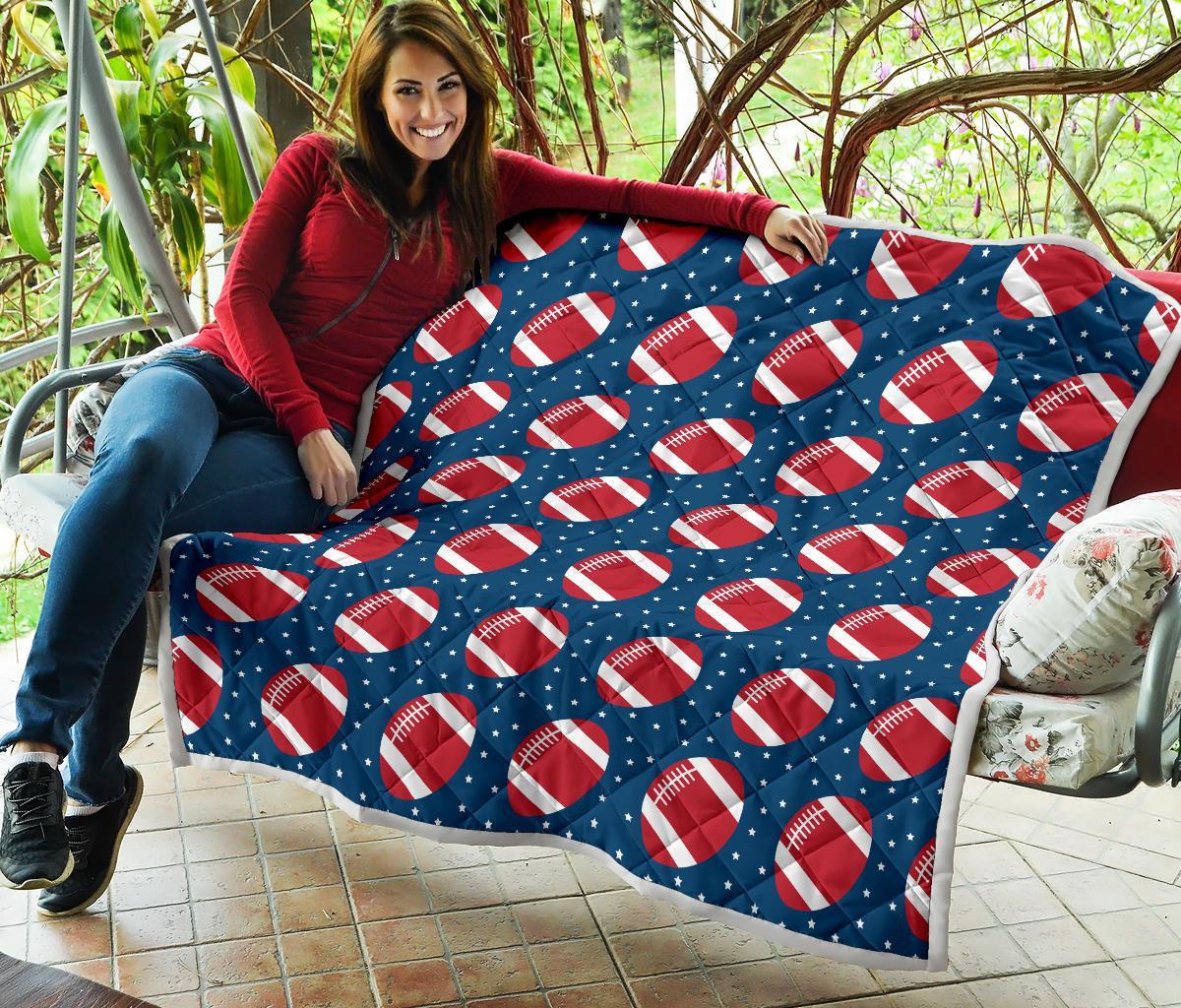 American Football Rugby Ball Print Pattern Quilt-grizzshop