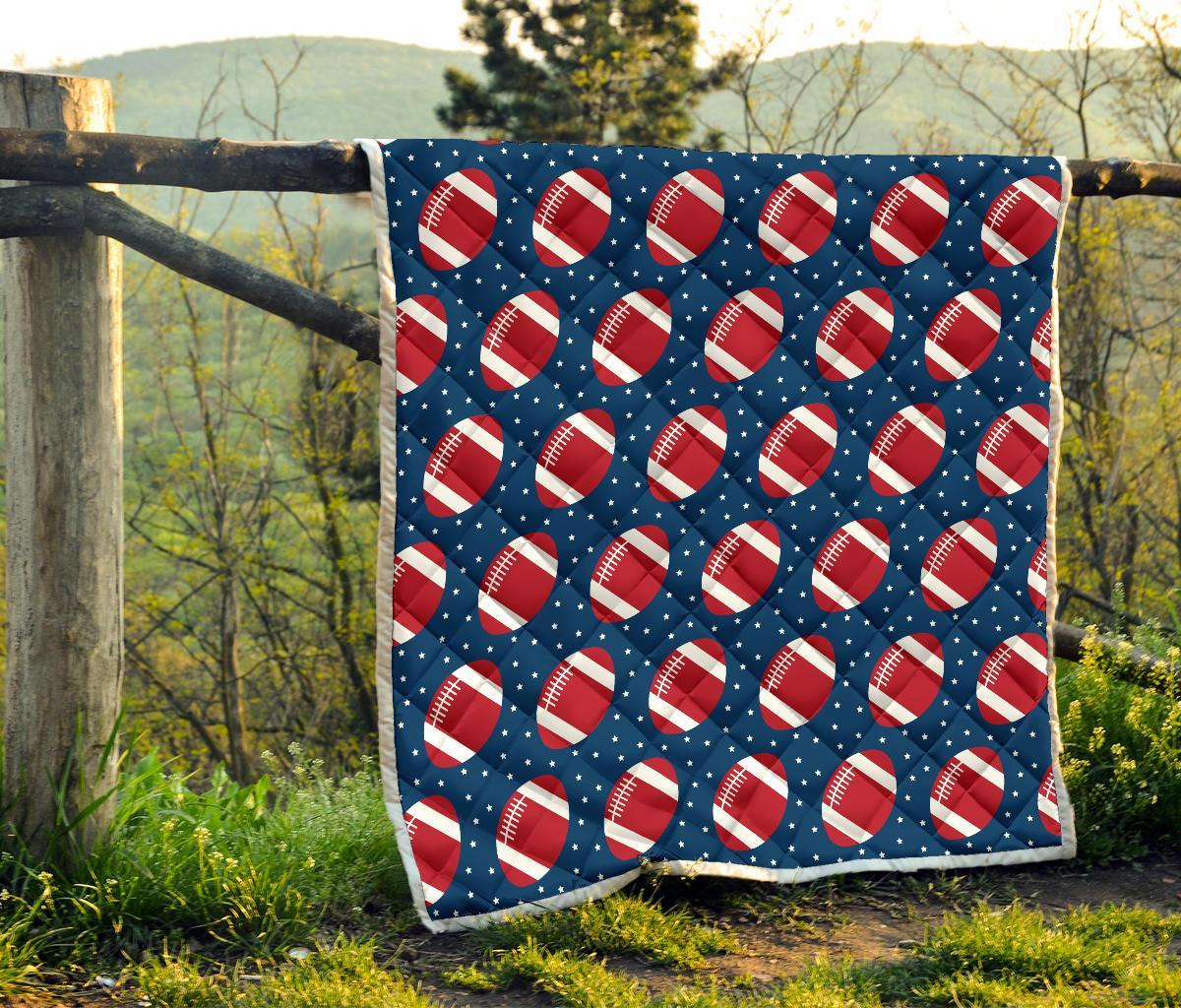 American Football Rugby Ball Print Pattern Quilt-grizzshop