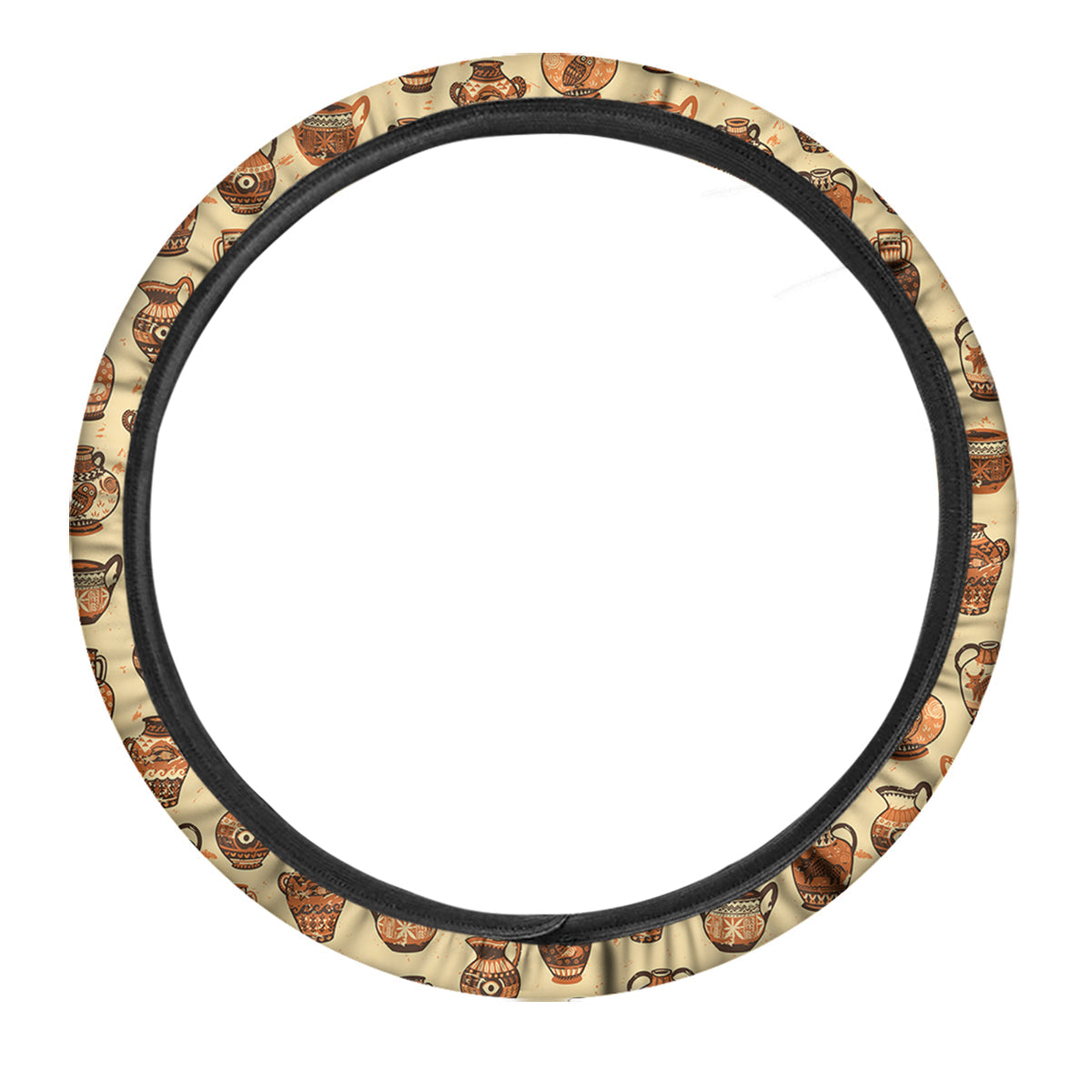 Amphora Greek Vintage Print Pattern Car Steering Wheel Cover-grizzshop