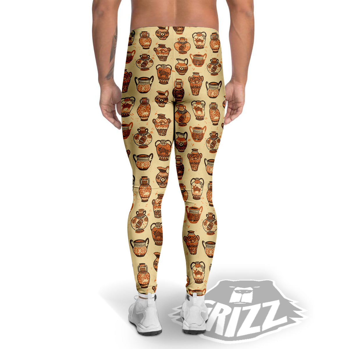 Amphora Greek Vintage Print Pattern Men's Leggings-grizzshop