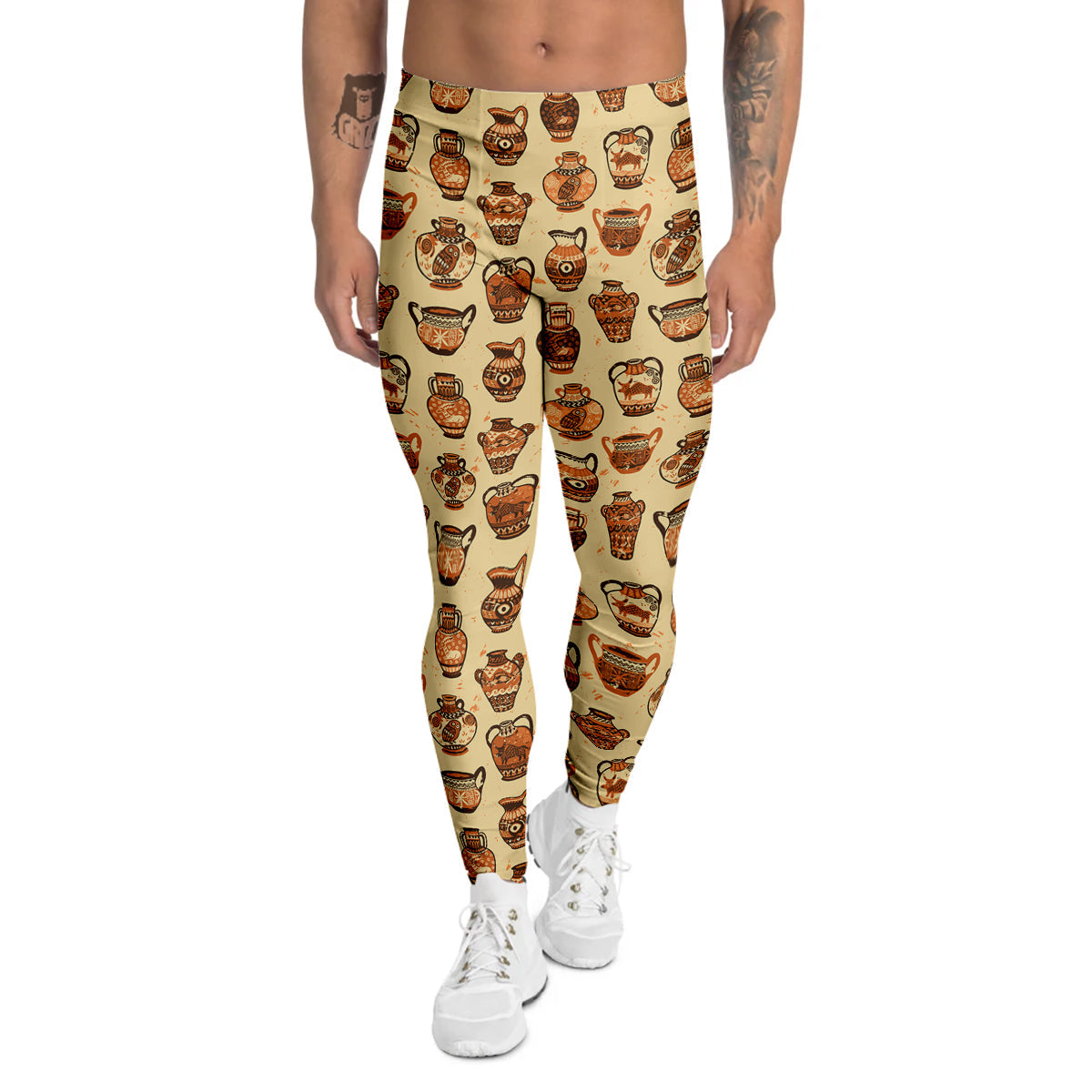 Amphora Greek Vintage Print Pattern Men's Leggings-grizzshop