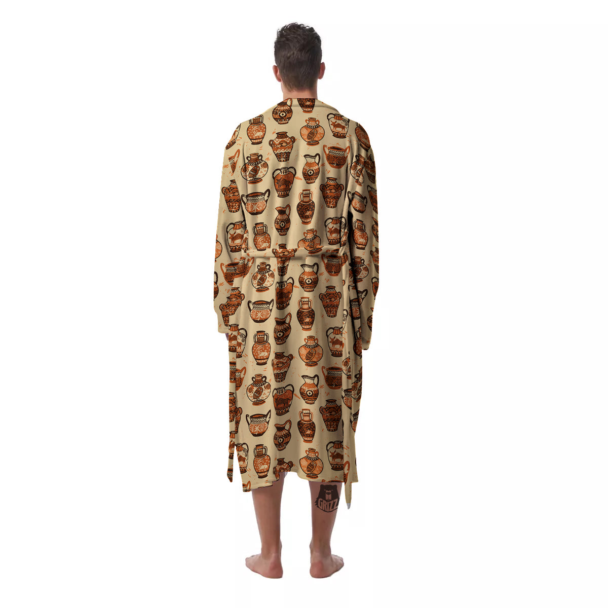 Amphora Greek Vintage Print Pattern Men's Robe-grizzshop