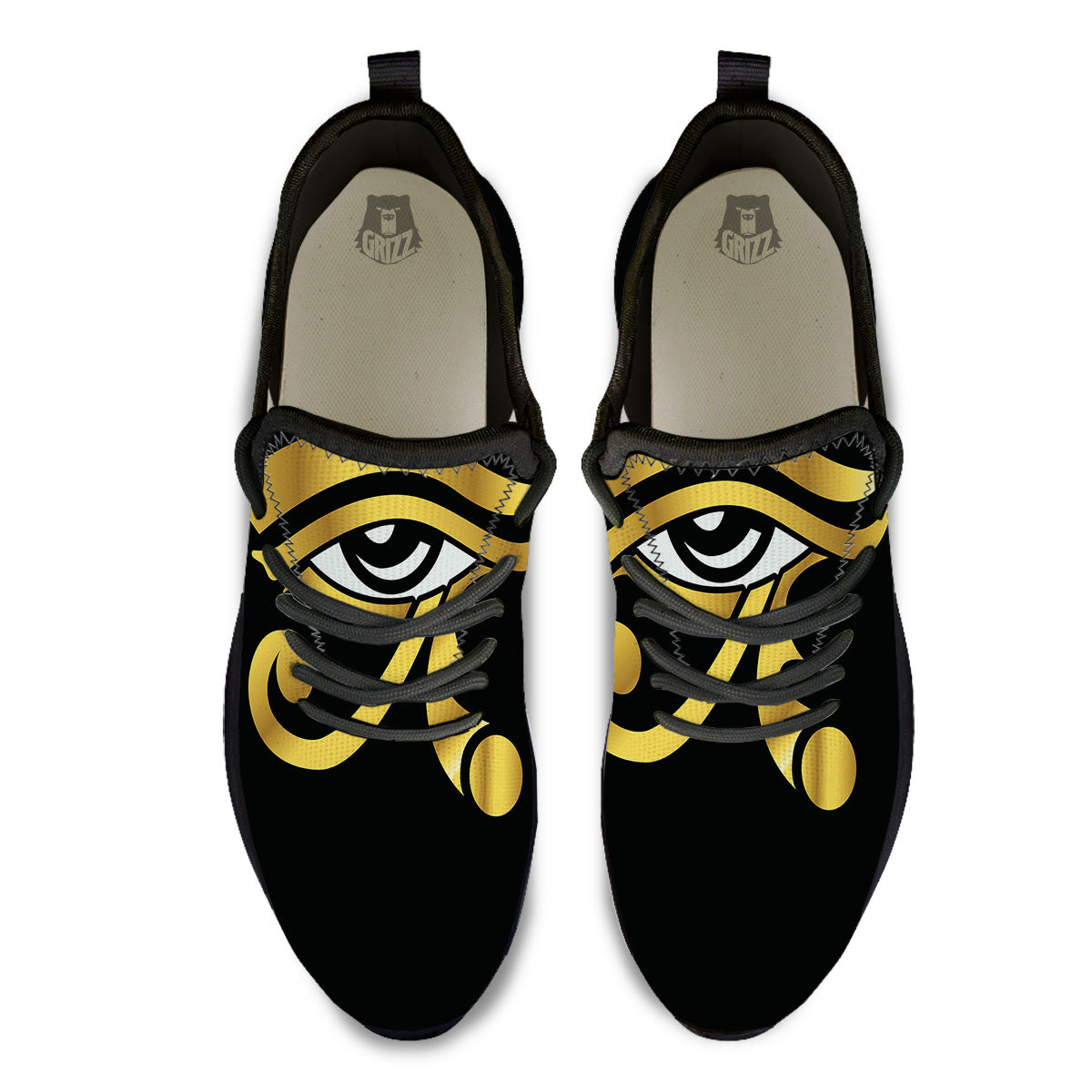 Amulet Eye Of Horus Print Black Athletic Shoes-grizzshop