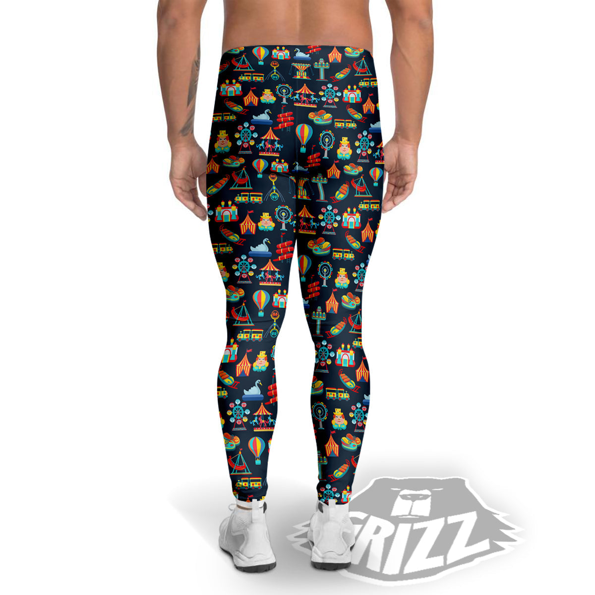 Amusement Park Colorful Print Pattern Men's Leggings-grizzshop