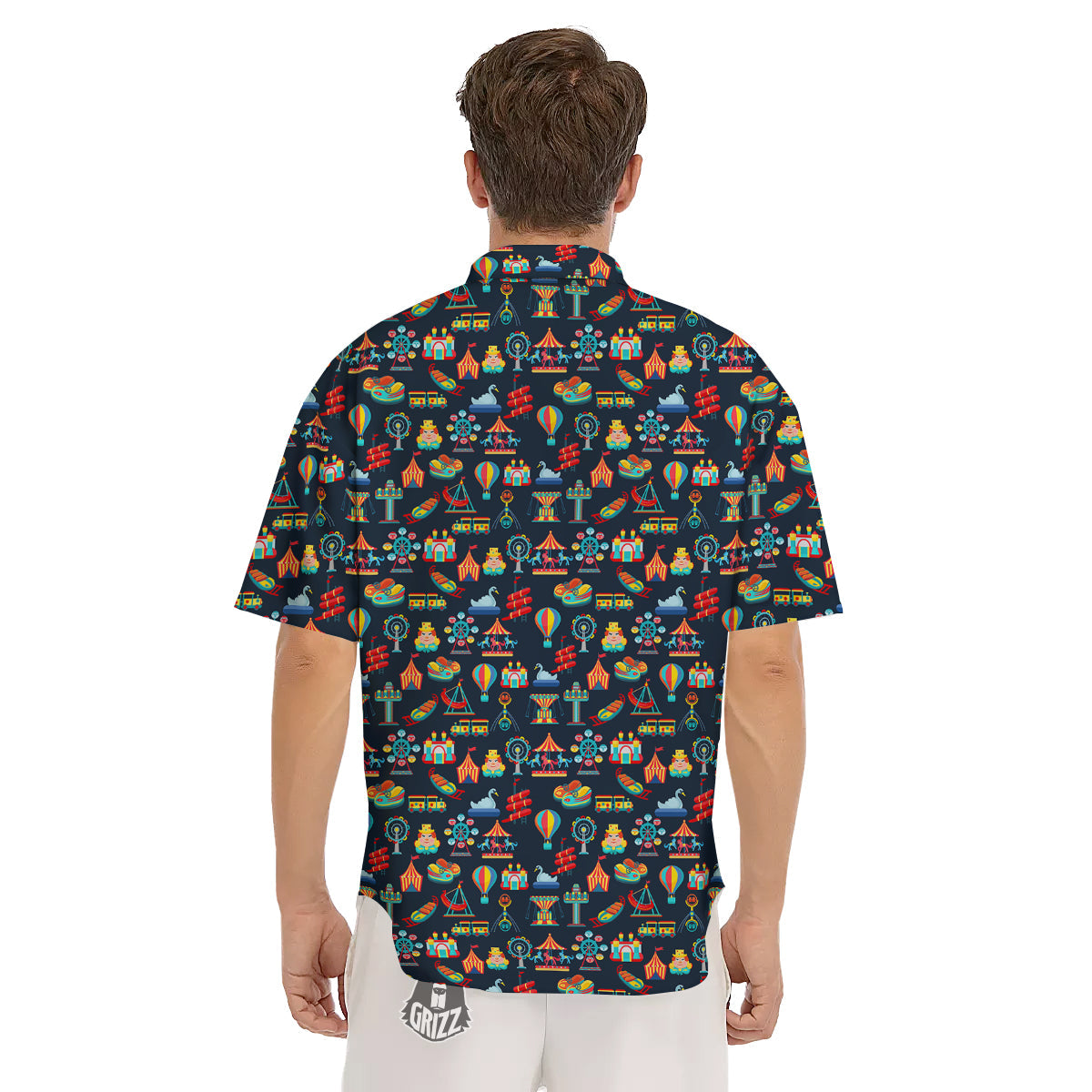 Amusement Park Colorful Print Pattern Men's Short Sleeve Shirts-grizzshop