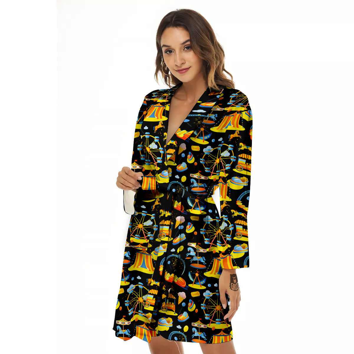 Amusement Park Entertainment Print Pattern Women's Robe-grizzshop