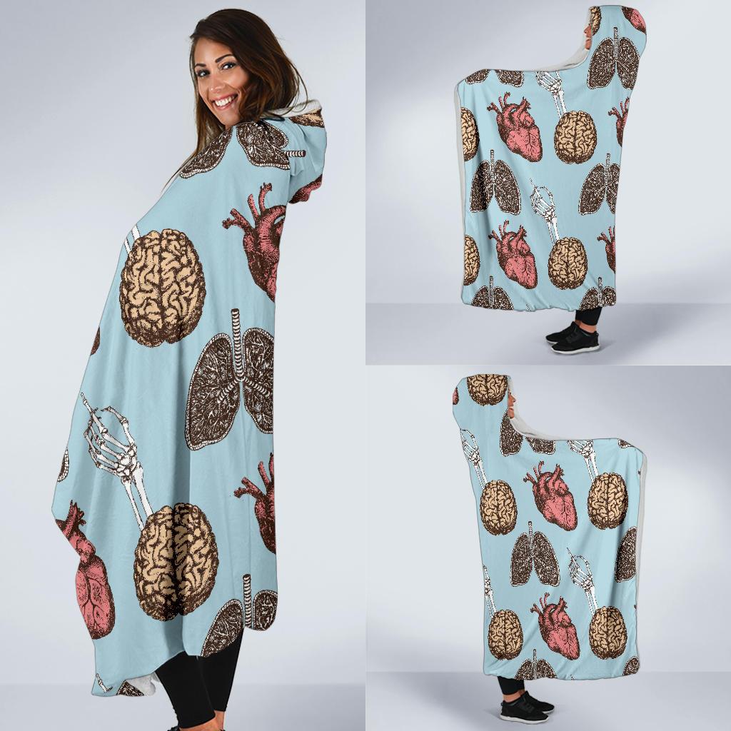 Anatomy Pattern Print Hooded Blanket-grizzshop