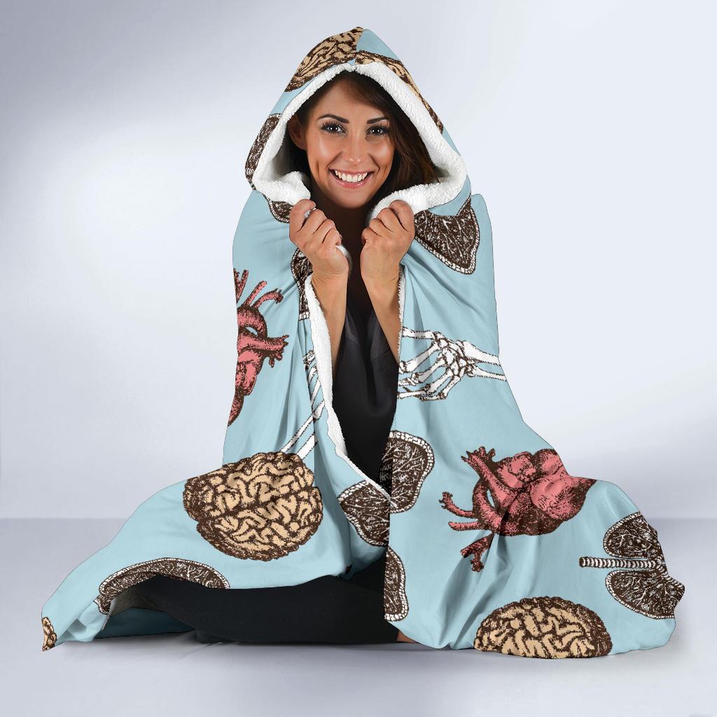Anatomy Pattern Print Hooded Blanket-grizzshop