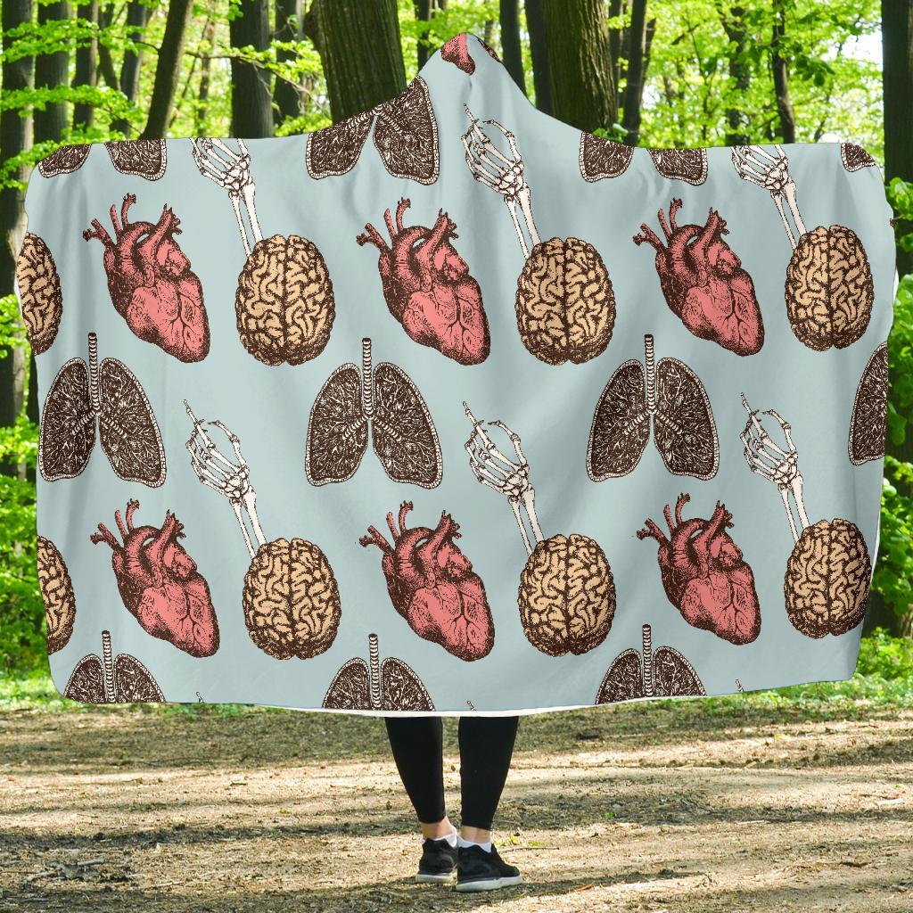 Anatomy Pattern Print Hooded Blanket-grizzshop