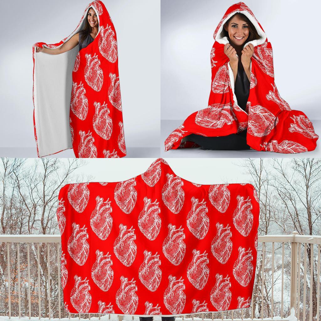 Anatomy Print Pattern Hooded Blanket-grizzshop